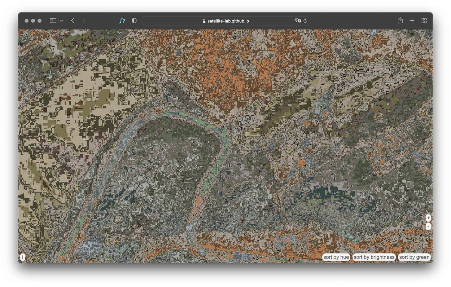 This satellite image is composed of a mosaic of images from the ground.